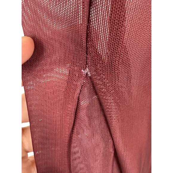 AMOR MIA Siren Maxi Dress Sheer Mesh Halter Party Sexy Evening Statement Wine XS - Picture 9 of 10